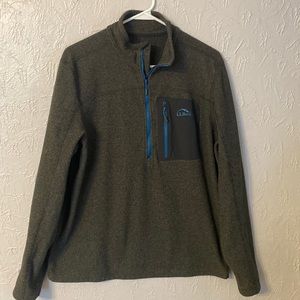 L.L. Bean Men’s Gray & Blue 1/4 Zip Fleece Pullover - L